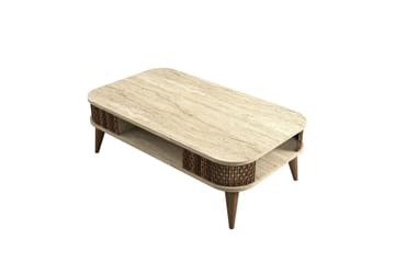 Eylul Rektangulært Sofabord 105 cm med Hylder i Træ - Beige - Møbler - Borde - Sofabord
