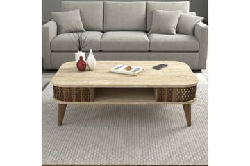 Eylul Rektangulært Sofabord 105 cm med Hylder i Træ - Beige - Møbler - Borde - Sofabord