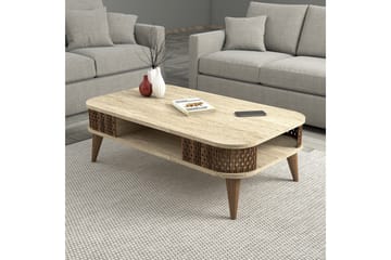Eylul Rektangulært Sofabord 105 cm med Hylder i Træ - Beige - Møbler - Borde - Sofabord