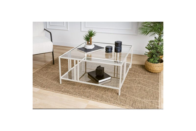 Ezer Sofabord 80 cm - Hvid/Gennemsigtig - Møbler - Borde - Sofabord