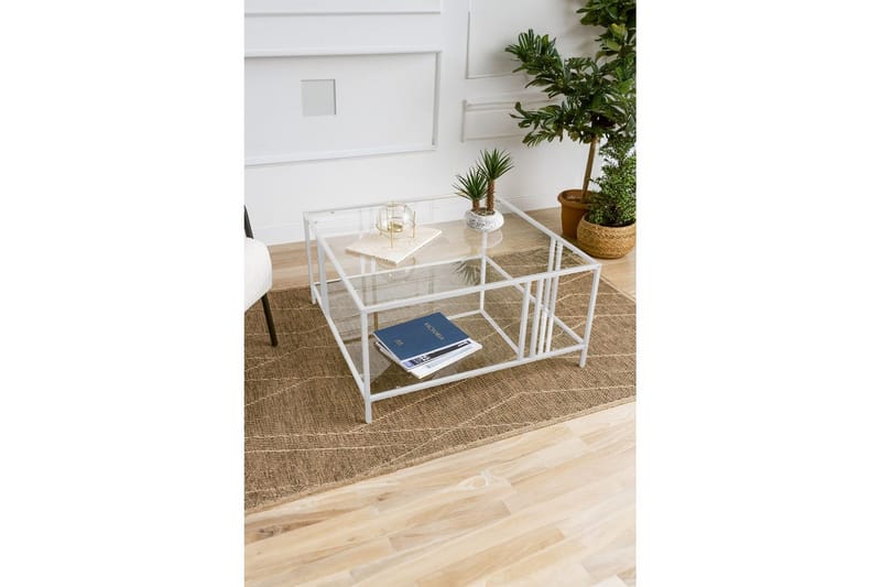 Ezer Sofabord 80 cm - Hvid/Gennemsigtig - Møbler - Borde - Sofabord