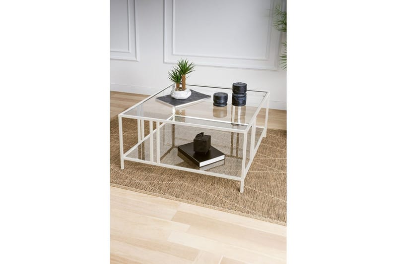 Ezer Sofabord 80 cm - Hvid/Gennemsigtig - Møbler - Borde - Sofabord