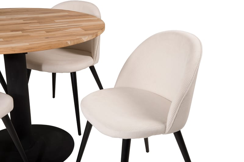 Ezra Matgruppe 100 cm Rund med 4 Sedavi Stole - Beige - Møbler - Borde - Spisebordssæt