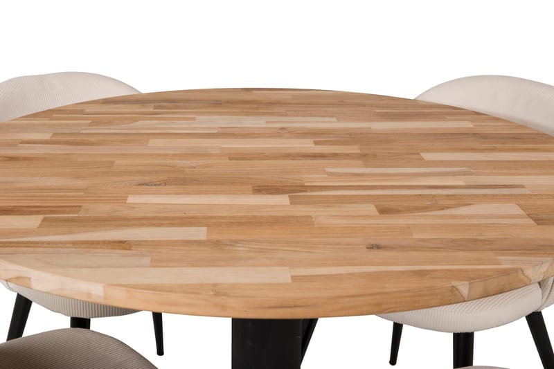 Ezra Matgruppe 100 cm Rund med 4 Sedavi Stole - Beige - Møbler - Borde - Spisebordssæt