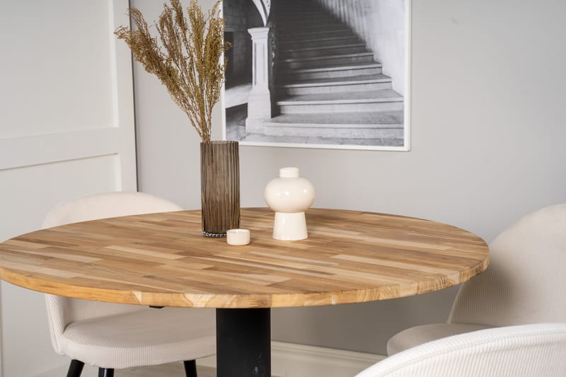 Ezra Matgruppe 100 cm Rund med 4 Sedavi Stole - Beige - Møbler - Borde - Spisebordssæt