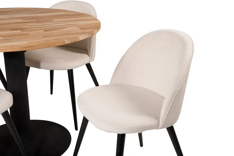 Ezra Matgruppe 100 cm Rund med 4 Sedavi Stole - Beige - Møbler - Borde - Spisebordssæt