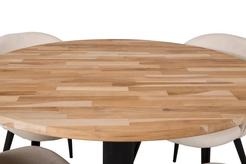 Ezra Matgruppe 100 cm Rund med 4 Sedavi Stole - Beige - Møbler - Borde - Spisebordssæt