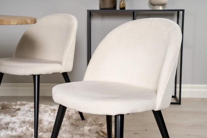 Ezra Matgruppe 100 cm Rund med 4 Sedavi Stole - Beige - Møbler - Borde - Spisebordssæt