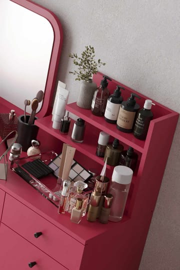 Fabrony sminkebord med spejl 124 cm - Hindbær - Møbler - Borde - Sminkebord & konsolbord