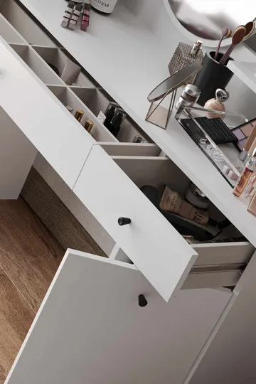 Fabrony sminkebord med spejl 124 cm - Hvid - Møbler - Borde - Sminkebord & konsolbord