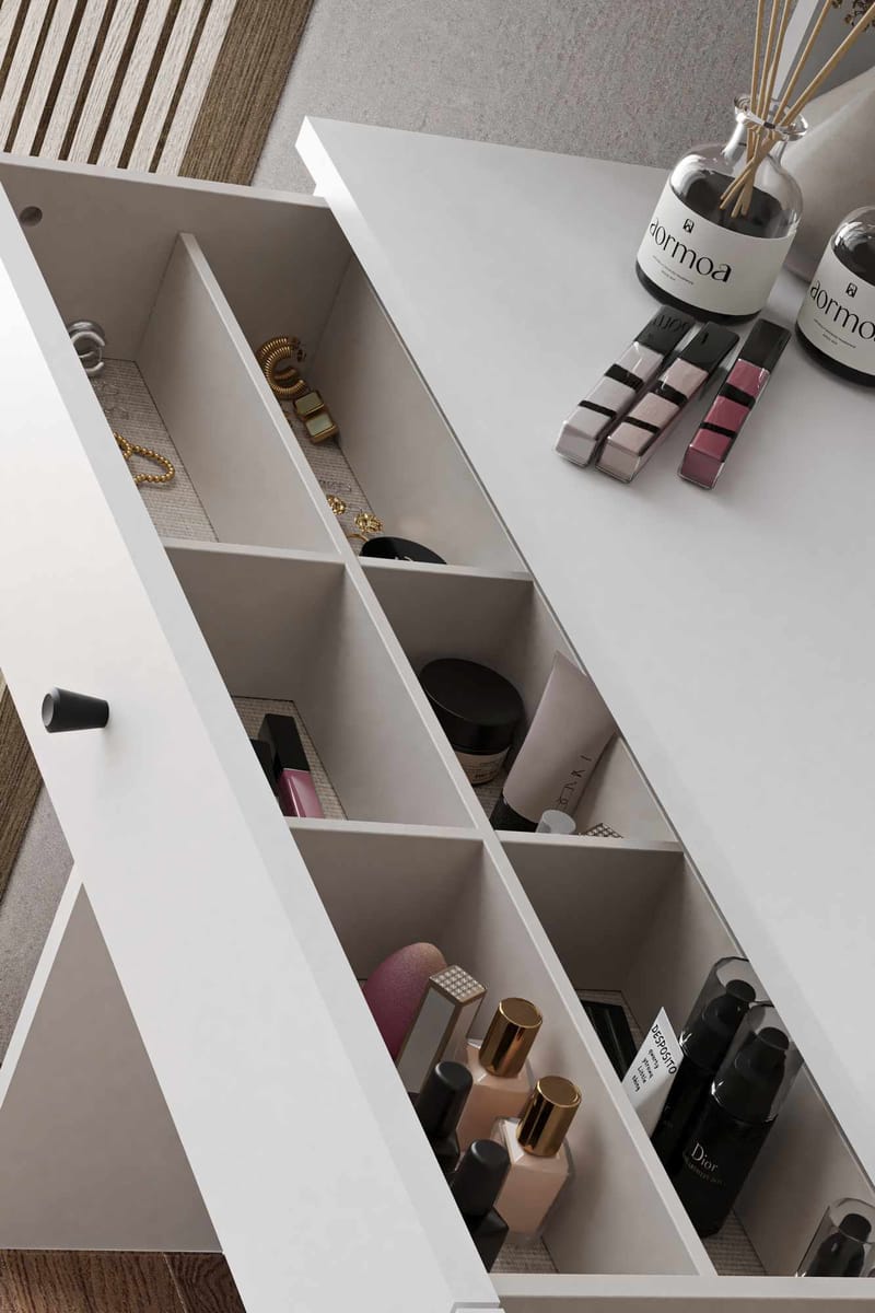 Fabrony sminkebord med spejl 124 cm - Hvid - Møbler - Borde - Sminkebord & konsolbord - Makeup bord med spejl