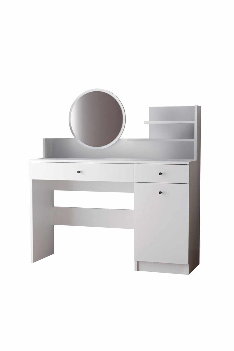 Fabrony sminkebord med spejl 124 cm, Hvid