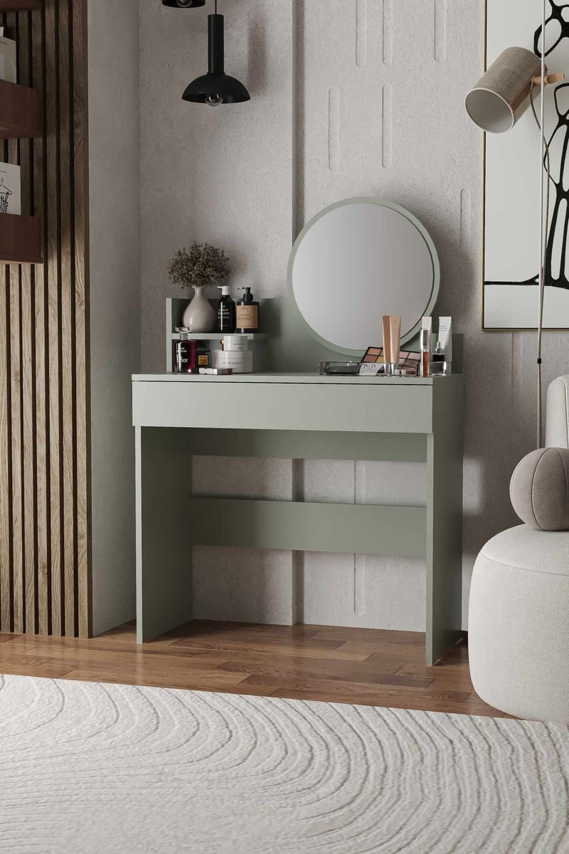 Fabrony sminkebord med spejl 90 cm - Askgrøn - Møbler - Borde - Sminkebord & konsolbord