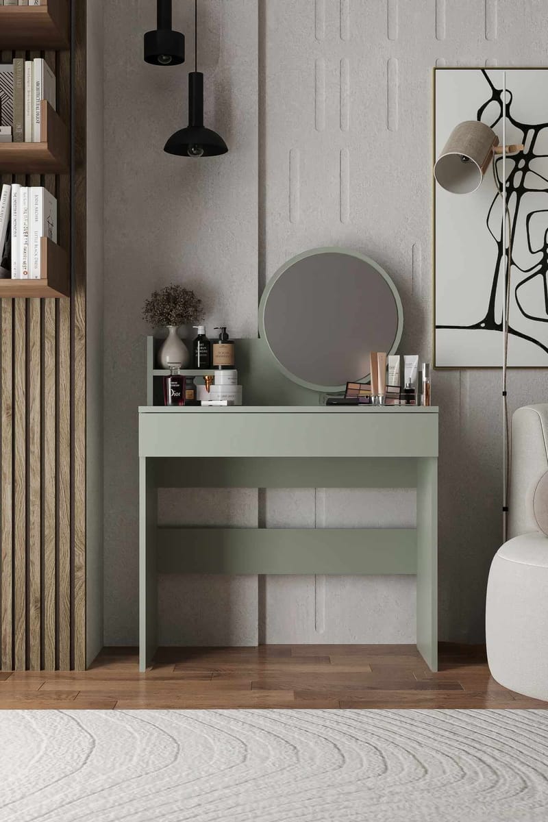 Fabrony sminkebord med spejl 90 cm - Askgrøn - Møbler - Borde - Sminkebord & konsolbord