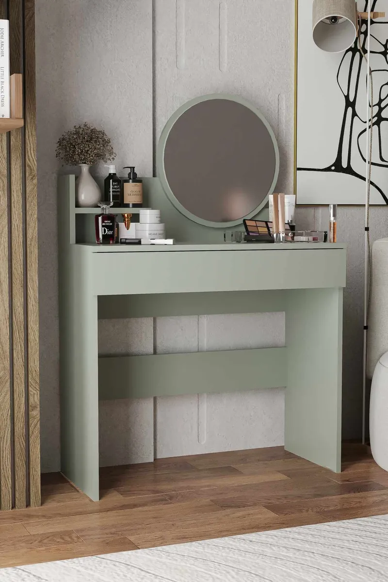 Fabrony sminkebord med spejl 90 cm, Askgrøn