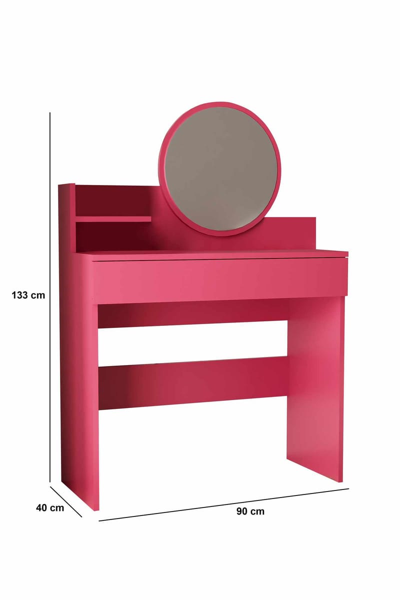 Fabrony sminkebord med spejl 90 cm - Hindbær - Møbler - Borde - Sminkebord & konsolbord