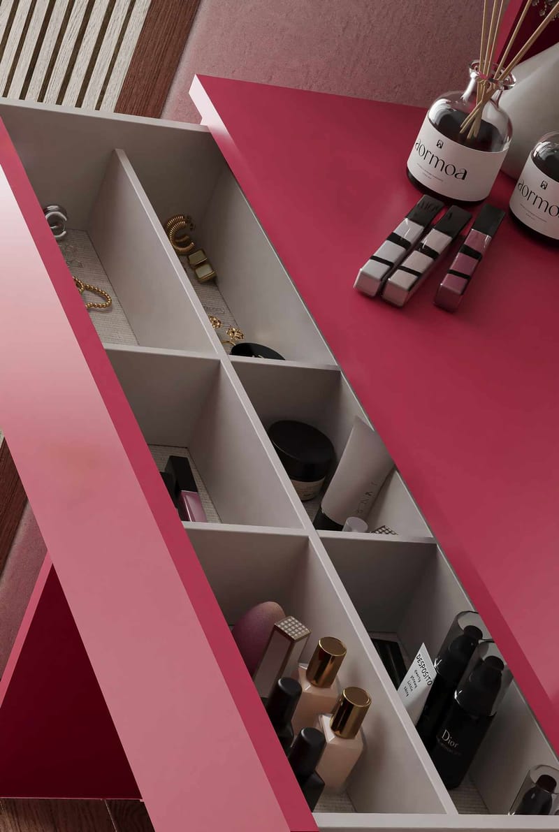 Fabrony sminkebord med spejl 90 cm - Hindbær - Møbler - Borde - Sminkebord & konsolbord