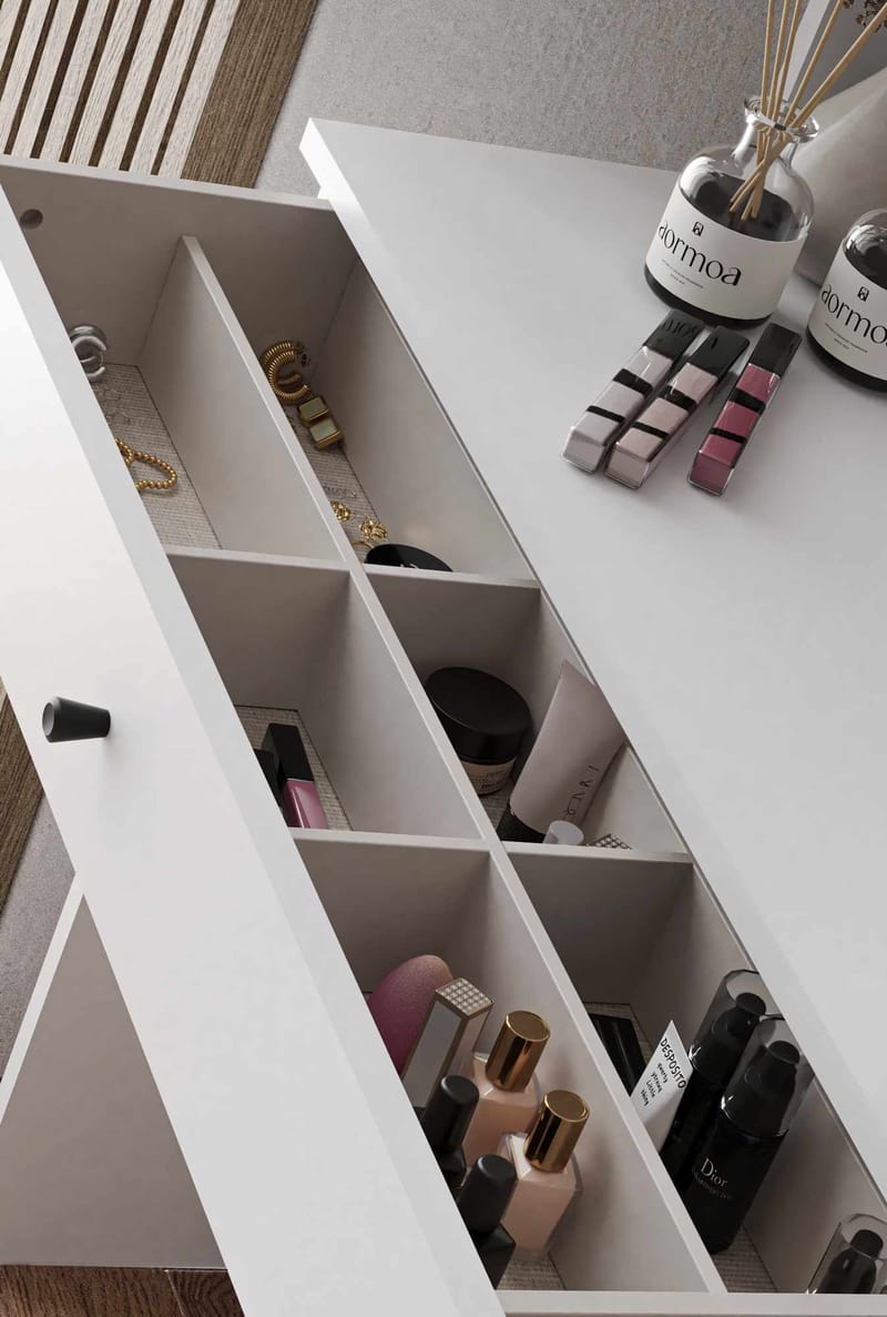 Fabrony sminkebord med spejl 90 cm - Hvid - Møbler - Borde - Sminkebord & konsolbord