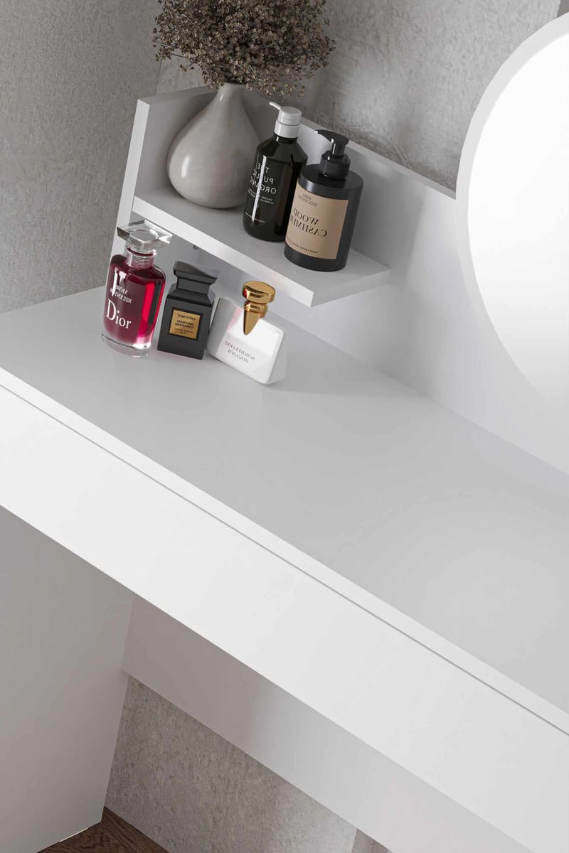 Fabrony sminkebord med spejl 90 cm - Hvid - Møbler - Borde - Sminkebord & konsolbord