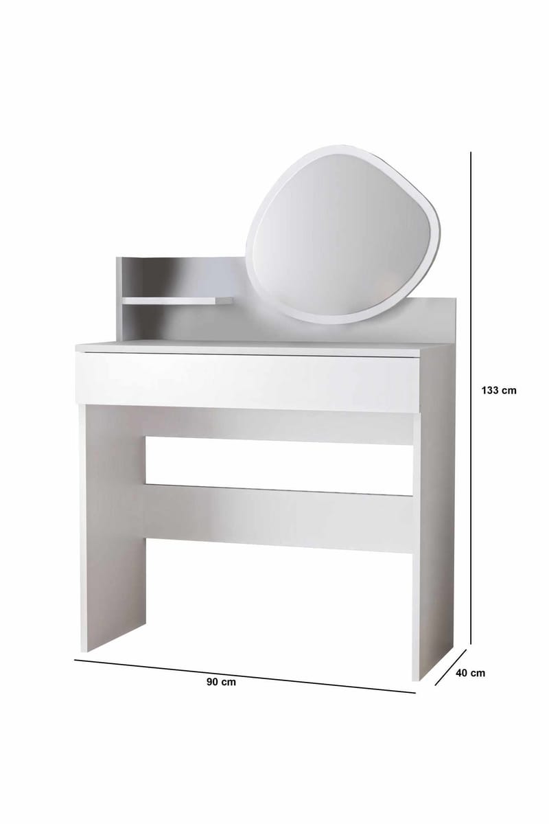 Fabrony sminkebord med spejl 90 cm - Hvid - Møbler - Borde - Sminkebord & konsolbord
