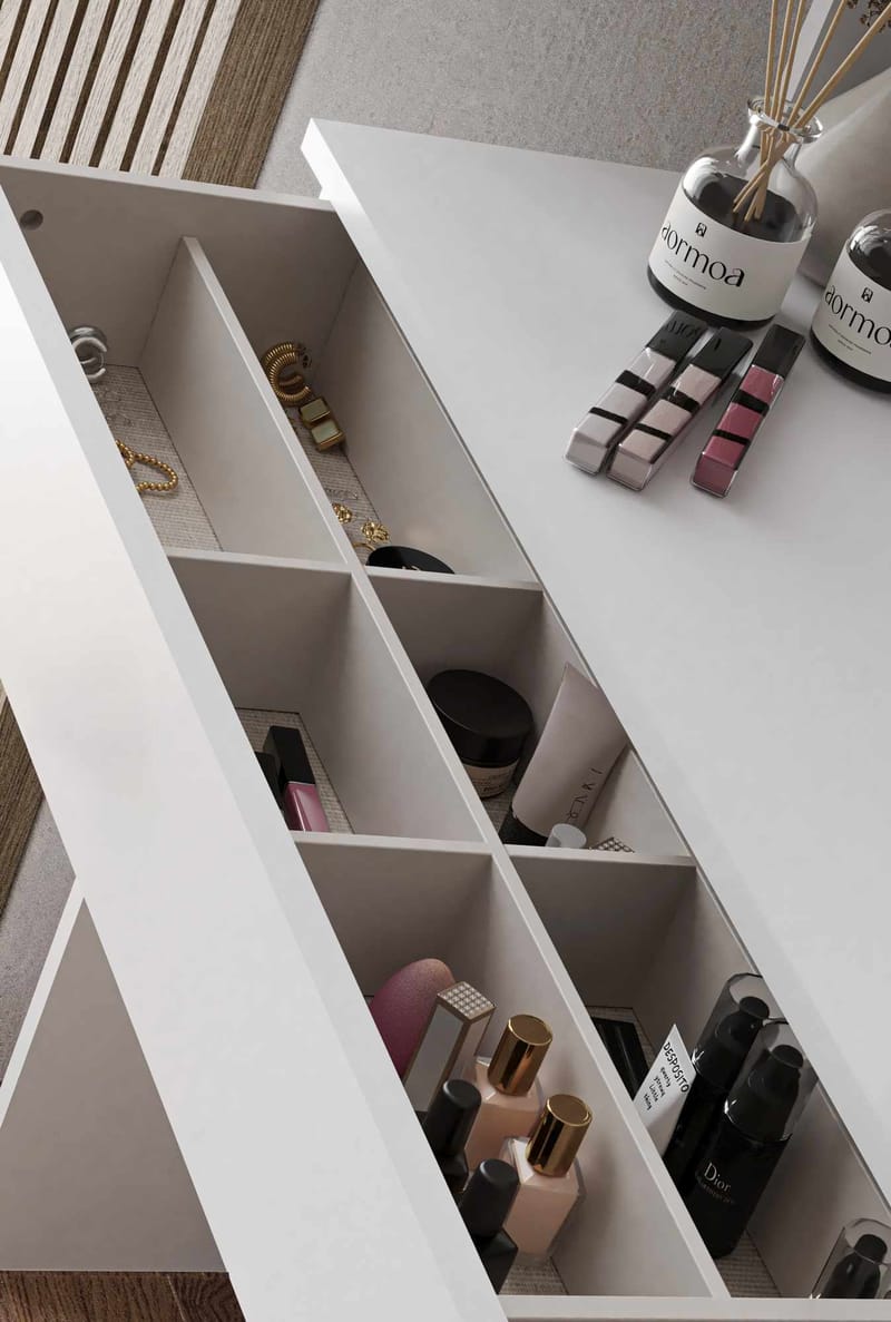 Fabrony sminkebord med spejl 90 cm - Hvid - Møbler - Borde - Sminkebord & konsolbord