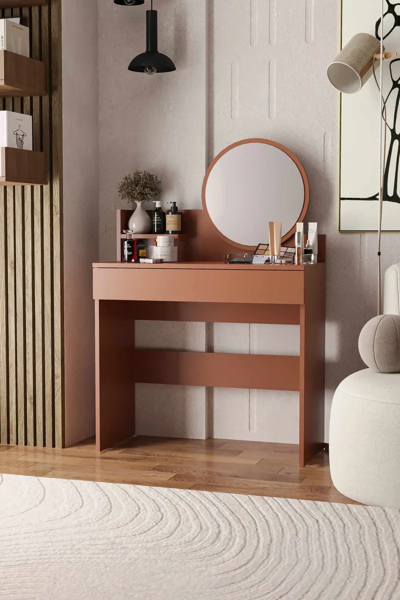 Fabrony sminkebord med spejl 90 cm - Sepia - Møbler - Borde - Sminkebord & konsolbord