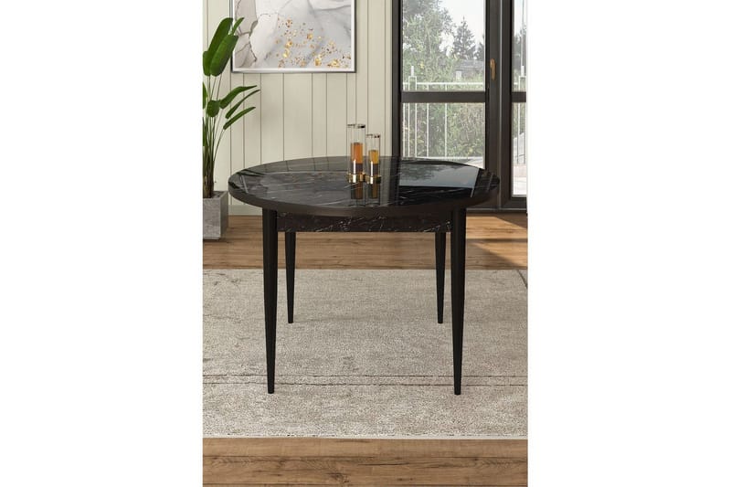 Farefax Spisebord 90 cm Rund - Sort Marmor/Sort - Møbler - Borde - Spisebord og køkkenbord