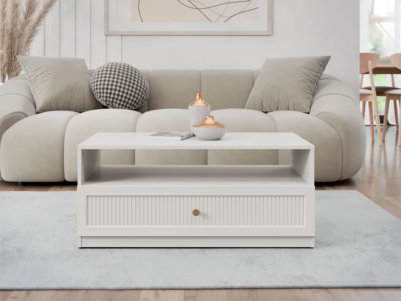 Fayric 100 cm Rektangulært Sofabord med Skuffer i Træ - Beige - Møbler - Borde - Sofabord
