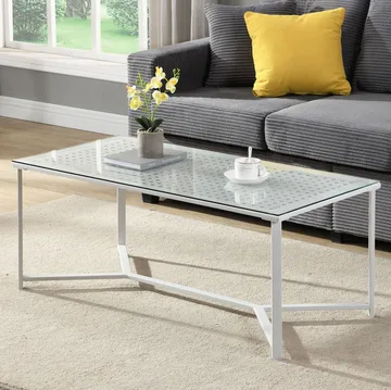Fenara sofabord 100 cm - Transparent og mat hvid - Møbler - Borde - Sofabord
