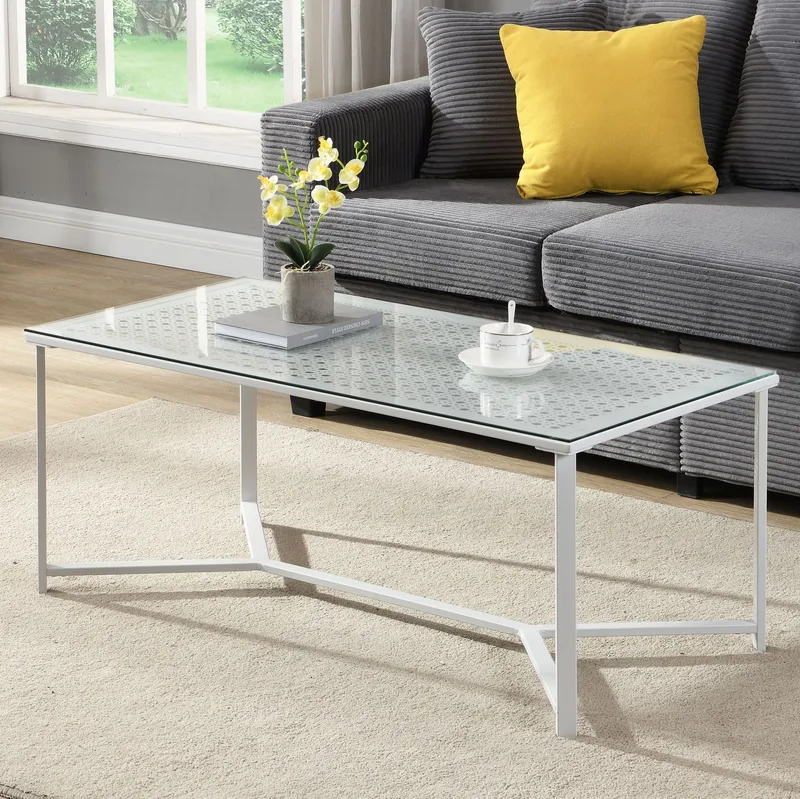 Fenara sofabord 100 cm - Transparent og mat hvid - Møbler - Borde - Sofabord