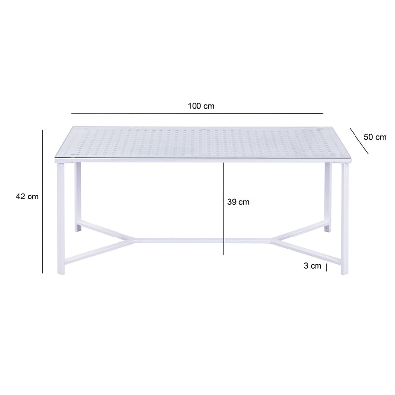 Fenara sofabord 100 cm - Transparent og mat hvid - Møbler - Borde - Sofabord