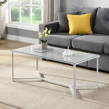 Fenara sofabord 100 cm - Transparent og mat hvid - Møbler - Borde - Sofabord