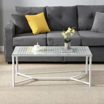 Fenara sofabord 100 cm - Transparent og mat hvid - Møbler - Borde - Sofabord