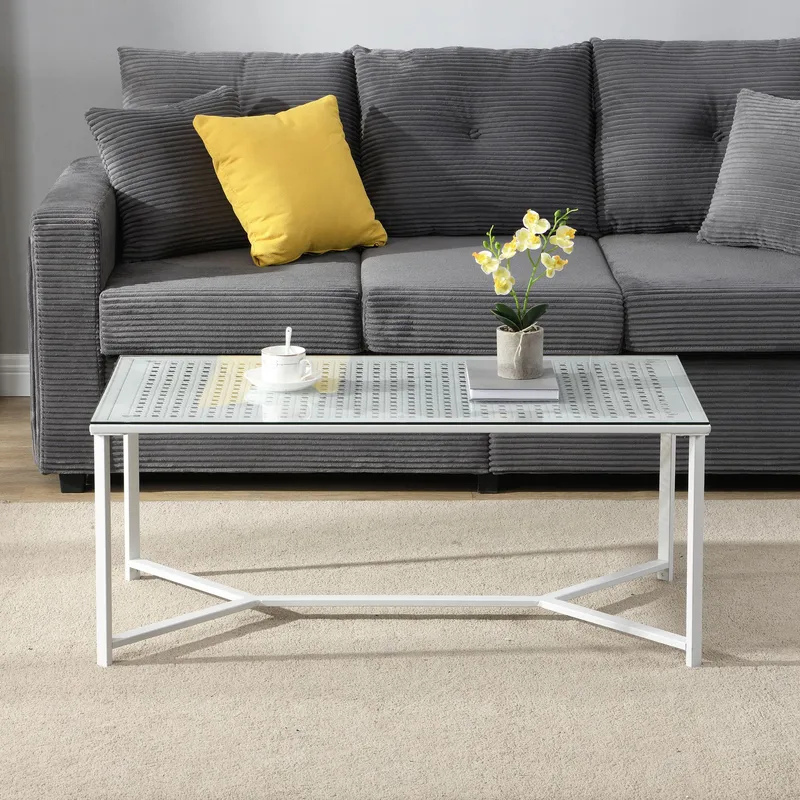 Fenara sofabord 100 cm - Transparent og mat hvid - Møbler - Borde - Sofabord
