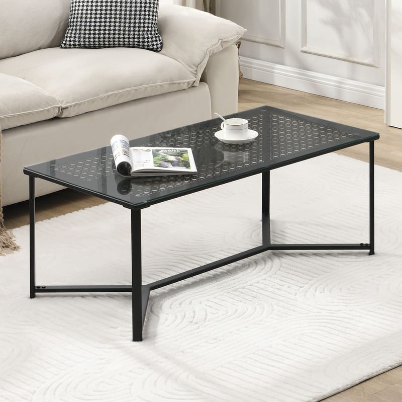Fenara sofabord 100 cm - Transparent og matsort - Møbler - Borde - Sofabord