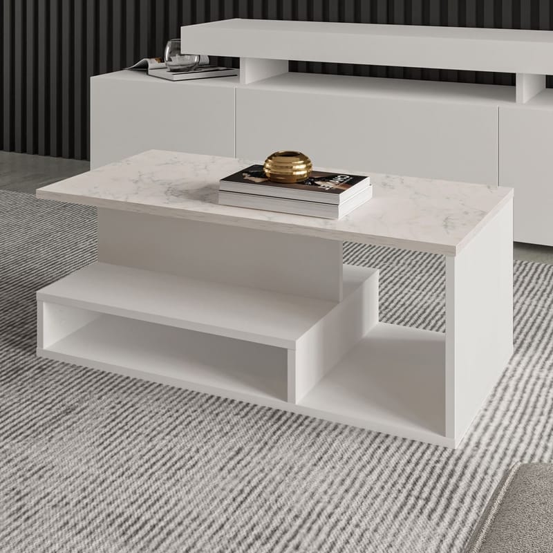 Fenlo Sofabord 90x35x44,8 cm - Hvid marmor - Møbler - Borde - Sofabord