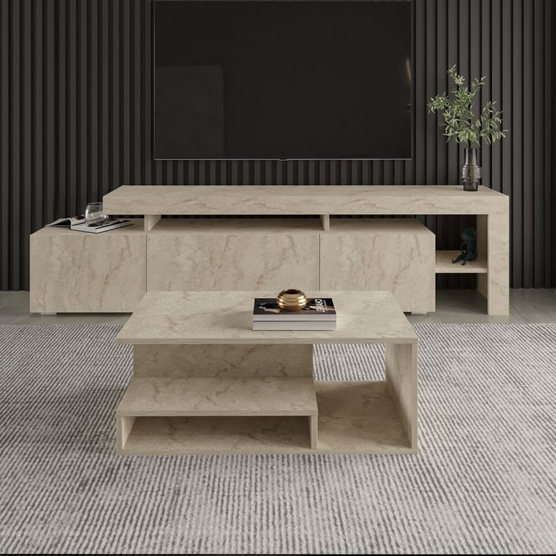 Fenlo Sofabord 90x35x44,8 cm - Travertin - Møbler - Borde - Sofabord