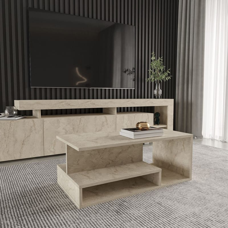 Fenlo Sofabord 90x35x44,8 cm - Travertin - Møbler - Borde - Sofabord