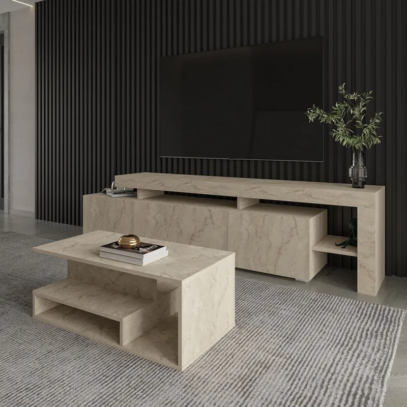 Fenlo Sofabord 90x35x44,8 cm - Travertin - Møbler - Borde - Sofabord