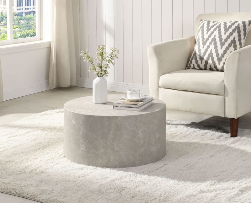 Fenova Rund Cylinder Sofabord 60 cm - Lysegrå - Møbler - Borde - Sofabord