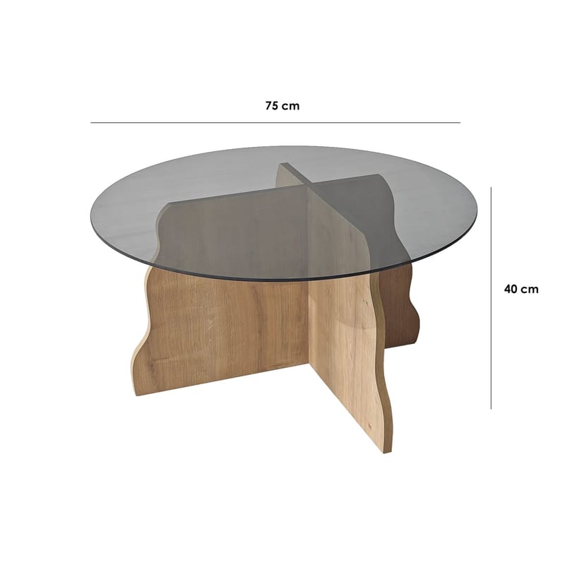 Fikret sofabord 75 cm rundt glas - Safir Eg og Røget - Møbler - Borde - Sofabord