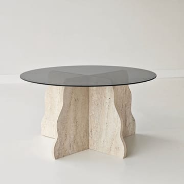 Fikret sofabord 75 cm rundt glas - Travertin og Røget - Møbler - Borde - Sofabord