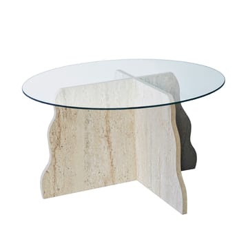 Fikret sofabord 75 cm rundt glas - Travertin og Transparent - Møbler - Borde - Sofabord