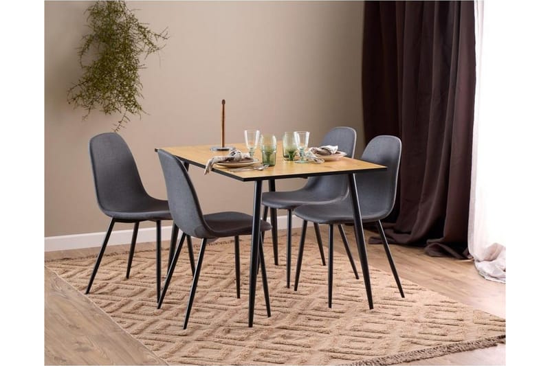 Finola Spisegruppe 120 Cm + 4 Salaman Spisestuestole - Grå/Brun/Sort - Møbler - Borde - Spisebordssæt