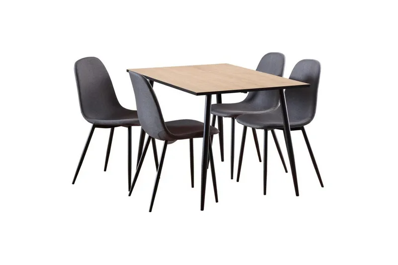 Finola Spisegruppe 120 Cm + 4 Salaman Spisestuestole, Grå/Hvid/Sort
