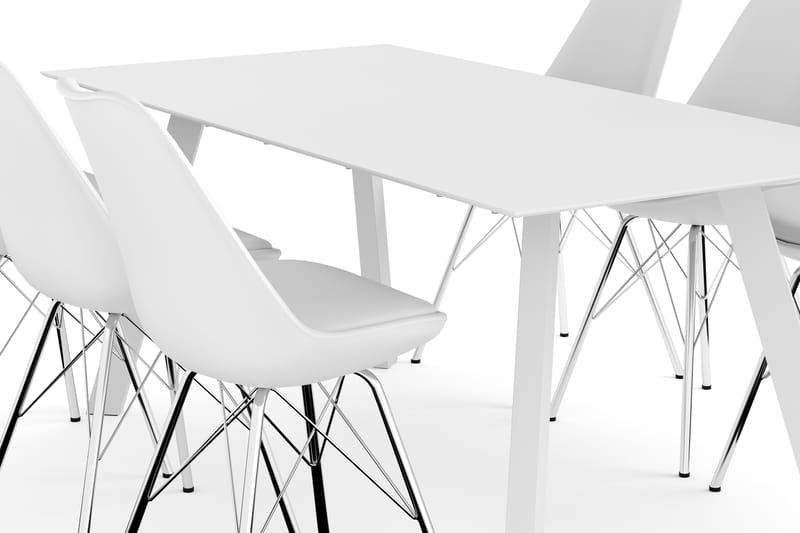 Fly Spisebordssæt 180 cm inkl. 6 Shell stole - Hvid - Spisebordssæt