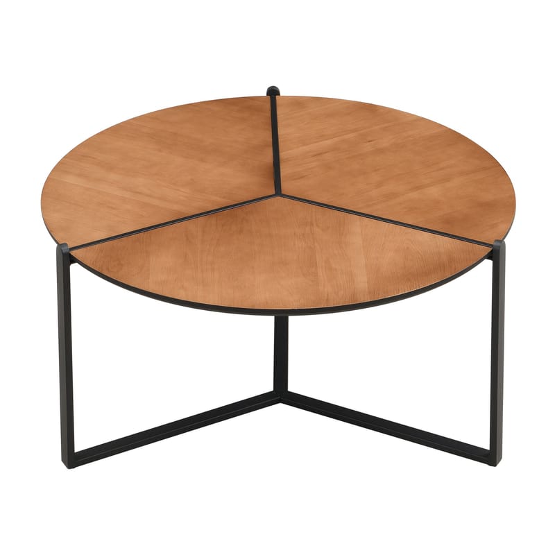 Fralor Rundt sofabord 80 cm med træ-look og metalben - trælook / mat sort - Møbler - Borde - Sofabord