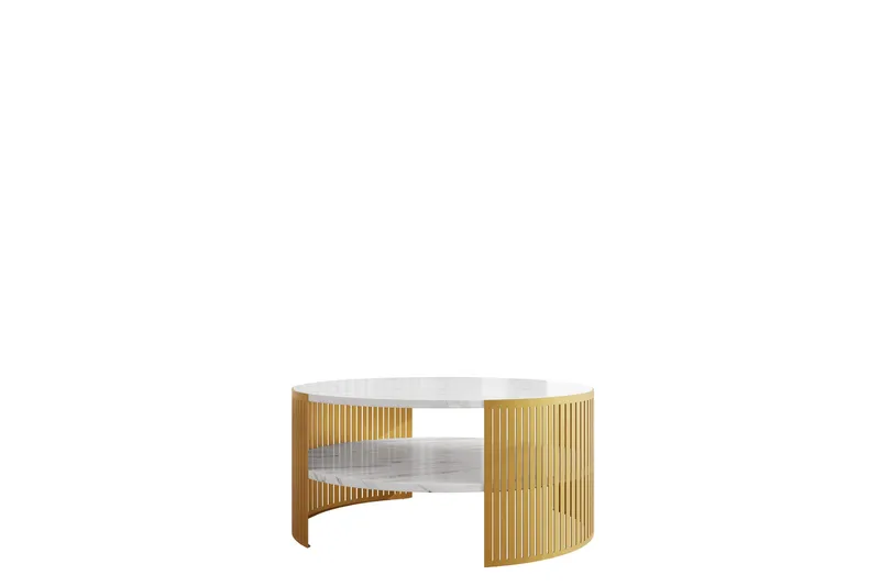 Friend Sofabord 75 cm, Guld/Hvid