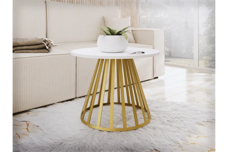 Frosty Sofabord 58 cm - Guld/Hvid - Møbler - Borde - Sofabord