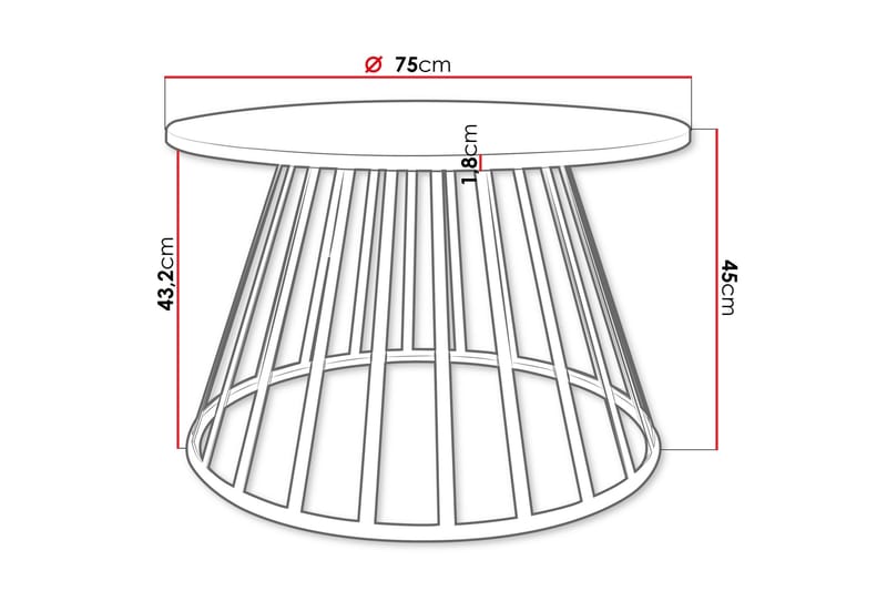 Frosty Sofabord 75 cm - Guld/Sort - Møbler - Borde - Sofabord